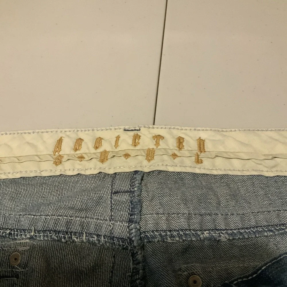 Addicted Soul Mens Blue Distressed Straight Leg Denim Jeans Size 40‎